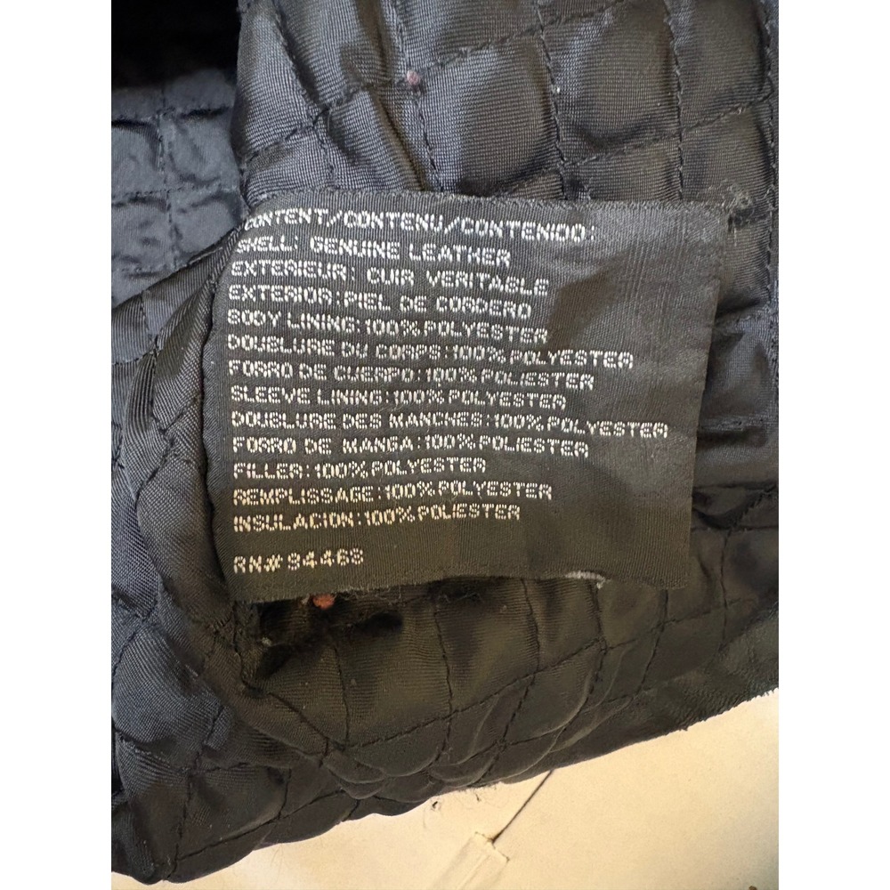 VTG Claiborne Black Genuine Lambskin Leather Quilted Bomber Jacket Mens - Picture 9 of 10